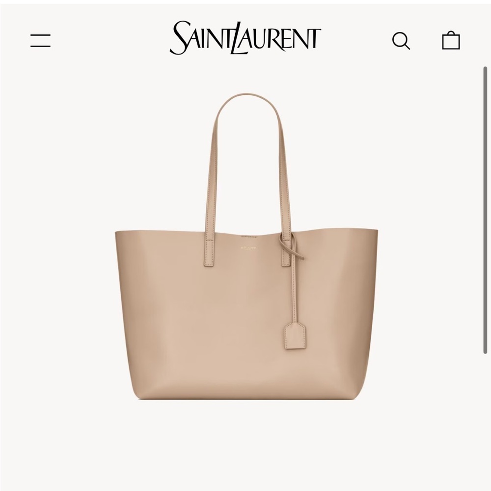 Yves Saint Laurent Shopping Tote in beige leather